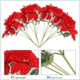 thumbnail image 2 of Ramo de 4 flores artificiales de Pascua con tallos, color rojo vibrante, para decoración navideña, centro de mesa para fiestas navideñas en interiores, 2 of 8