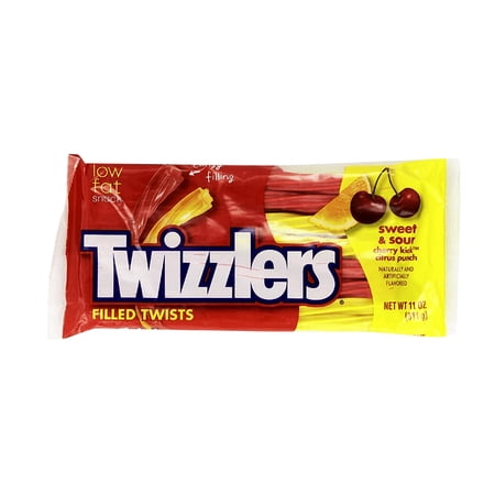TWIZZLERS FILLED Twists Sweet & Sour CHERRY KICK CITRUS PUNCH Licorice 11 oz Bag