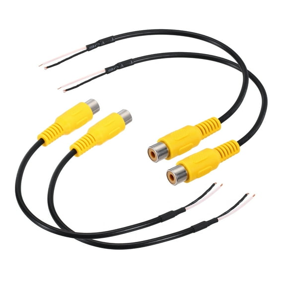Adaptador de conector hembra RCA amarilla de 8 pulgadas a cable desnudo de extremo abierto, paquete de 4