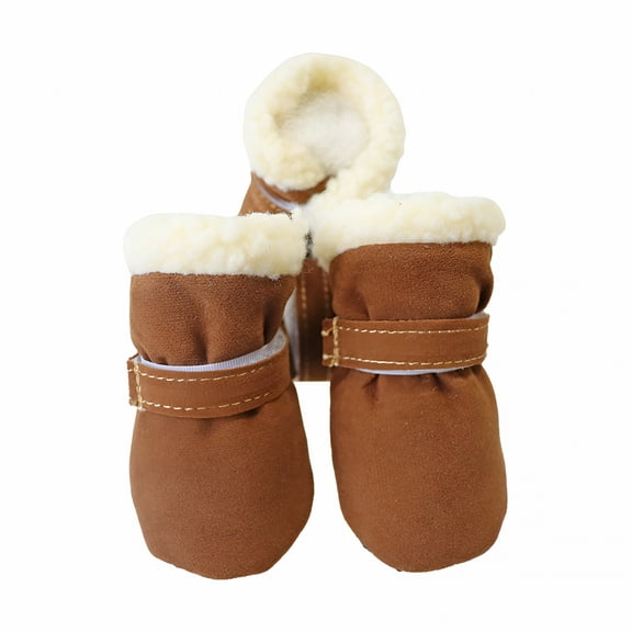 TELOLY Dog Winter Boots Warm Winter Little Pet Dog Shoes Fleece Snow Booties for Small Dogs Anti-Slip Sole Paw Protectors Dogs Cold Days Outdoor Walking Running