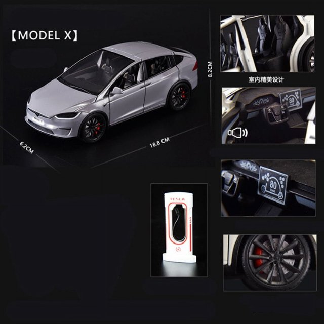 1:24 Model Y 3 S SUV Alloy Car Model Diecasts Metal Toy Vehicles Car Model Simulation Sound and Light Collection Childrens Gifts Model X Gray