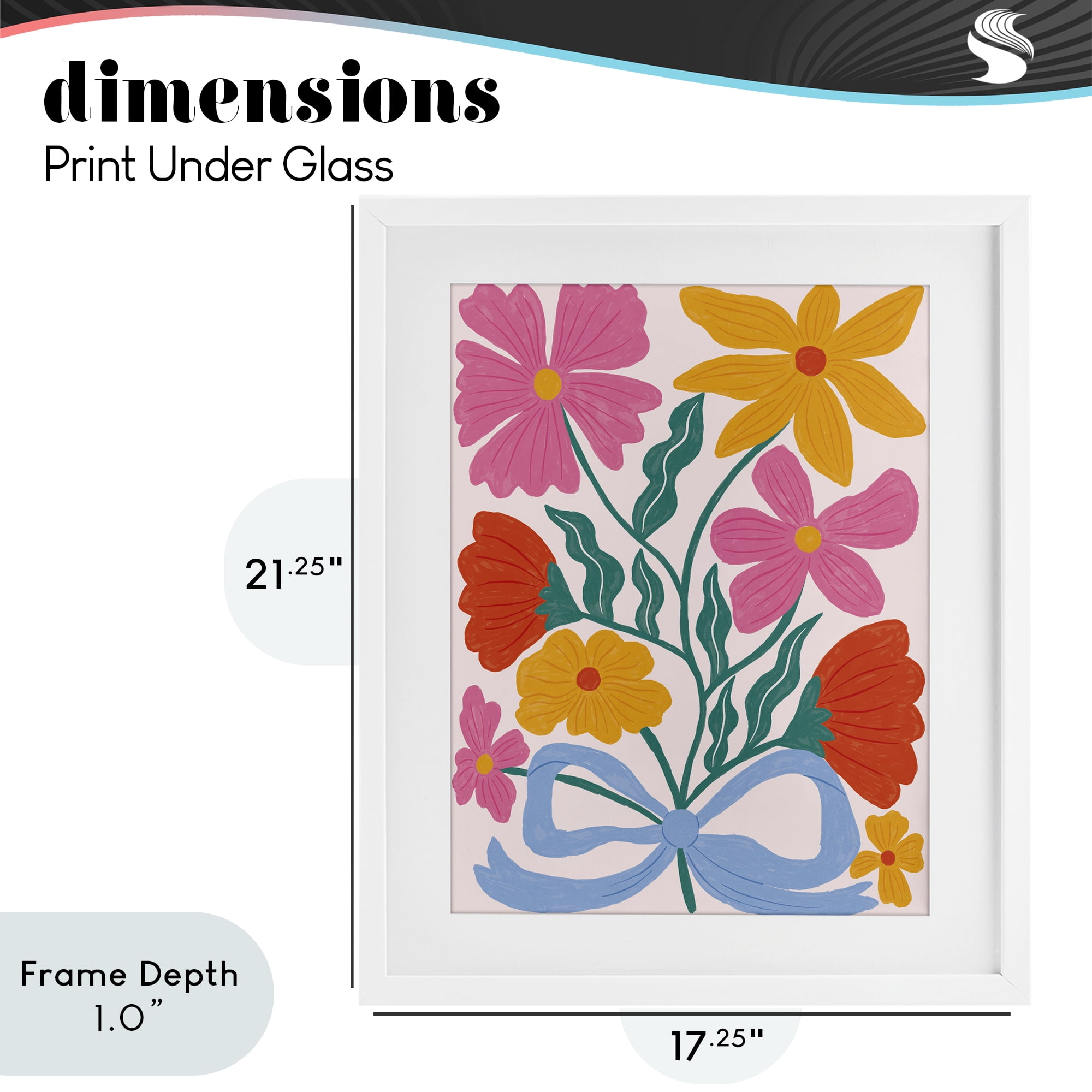 Stupell Industries Mid Century Fresh Florals White Framed Print Under Glass, design by Lisa Barlow