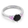thumbnail image 3 of 2.15 Carat Elegant Round Cut Black Onyx & Pink Sapphire Gemstone Bridal Ring for Women Solid 18K White Gold Size 11.5 by Diamond-Capitals, 3 of 7