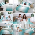 thumbnail image 5 of 3 Piece Teal Ombre Duvet Cover Set Queen Size,Microfiber Comforter/Quilt Cover with Corner Ties and 2 Pillowcases,Turquoise White Gradient Modern Abstract Art All Season Bedding with Zipper Closure, 5 of 8
