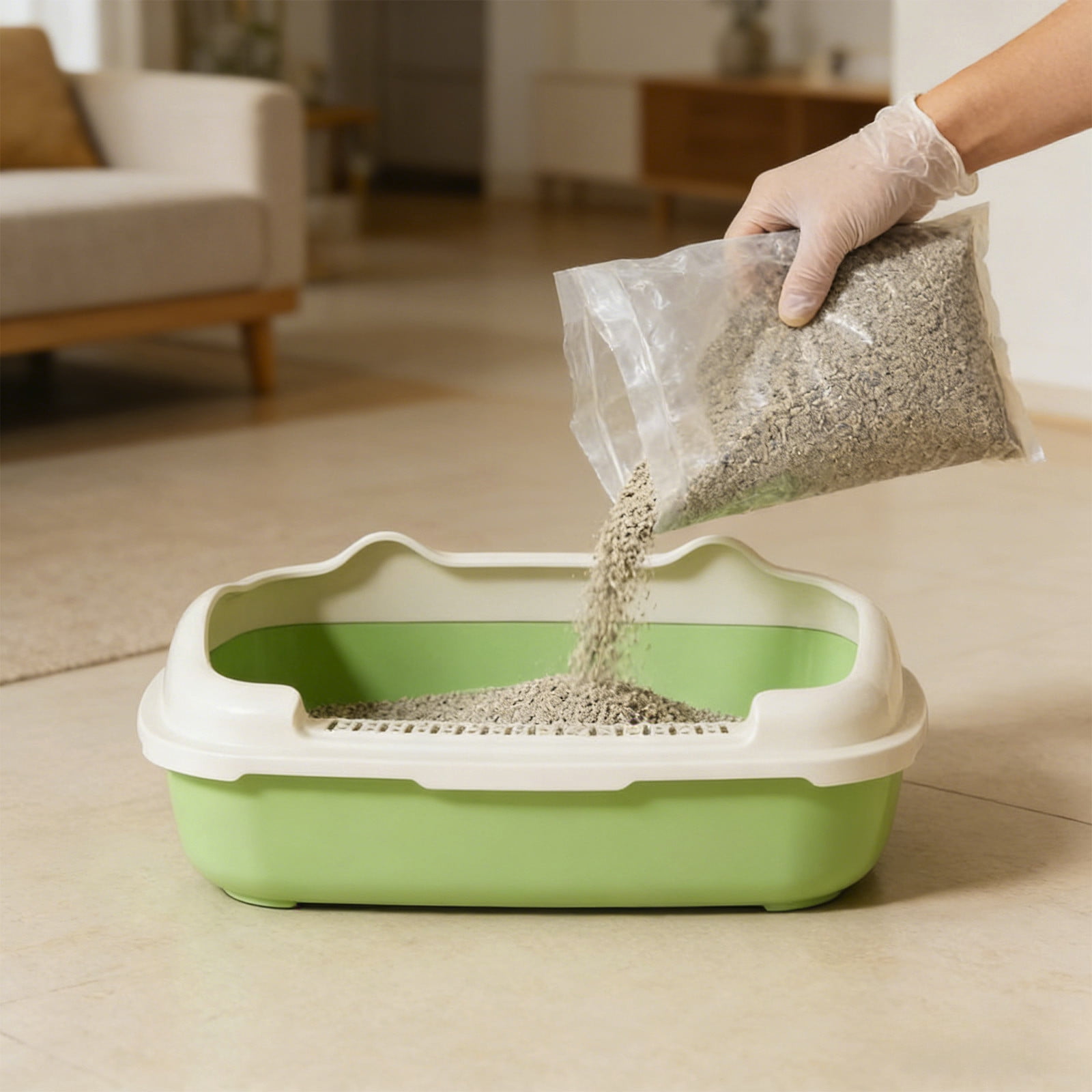 Msgweeeg Semi Enclosed High Bar Cats Litter Box Splash Proof Design with Cat Shovel Comfortable Easy Clean Home Hygiene Odor Control for Multiple Cats Modern Practical Pet Supplies