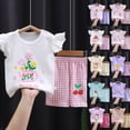 thumbnail image 6 of 3-4 Years Toddler Pajamas Long Sleeve Girls Pajama Set Kids Solid Pjs Boys Soft Sleepwear 12M–7Y Flying Sleeve Top Shorts Set Blue, 6 of 6