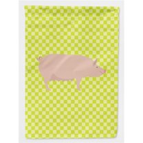 Carolines Treasures BB7764CHF English Large White Pig Green Flag Canvas House