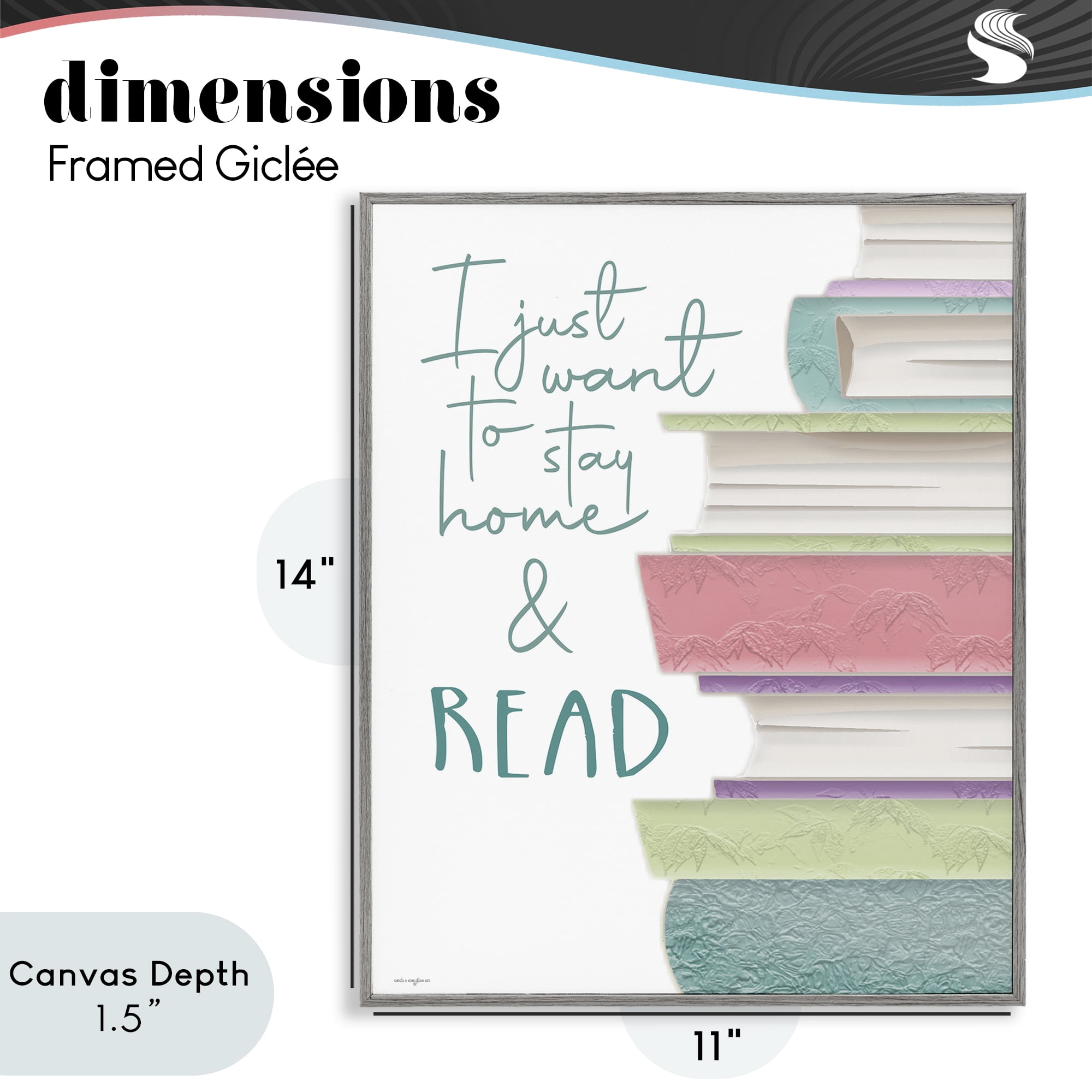 Stupell Industries Stay Home & Read Gray Framed Giclee Art, design by Seven Trees Design