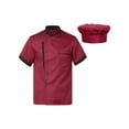 thumbnail image 1 of iEFiEL Womens Short Sleeve Chef Coat Button Cook Jacket Bakery Canteen Restaurant Uniform with Hat Burgundy 3XL, 1 of 7