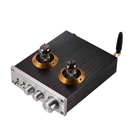 Mini HiFi Digital Audio Preamplifier Stereo Preamp with Dual 6J2 Vacuum Tubes BT AUX Inputs Treble Bass (Best Bass Tube Preamp)