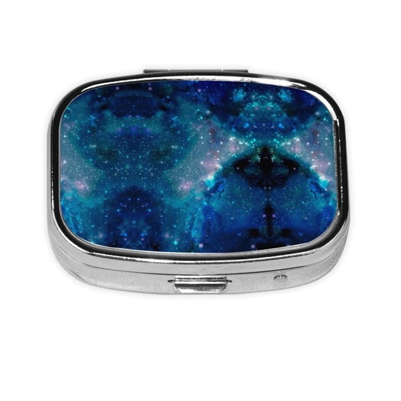 Galaxy Nebula Space Pill Case Pill Box 2 Compartment Medicine Case Vitamin Pill Organizer For Pocket Purse And Travel