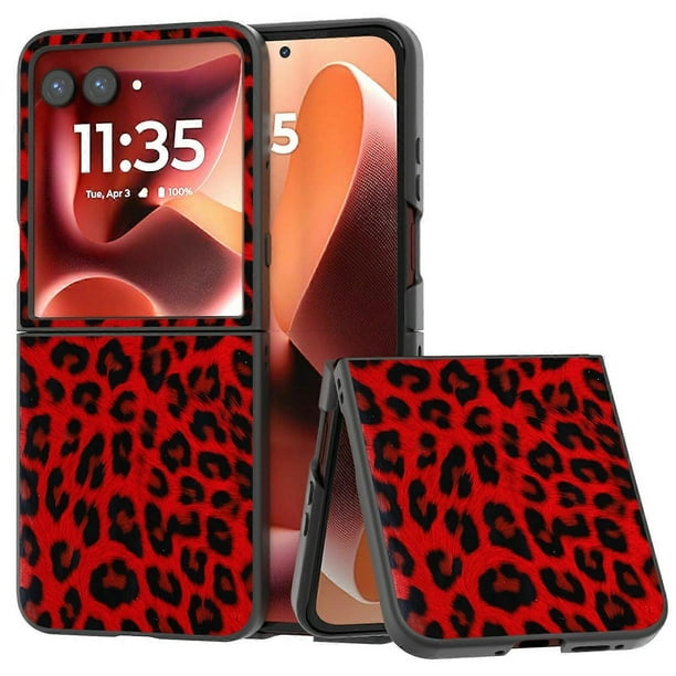 For Motorola Razr 60 Ultra 5G Case Black Edge Leather+PC Leopard Pattern Phone Cover - Champagne Gol