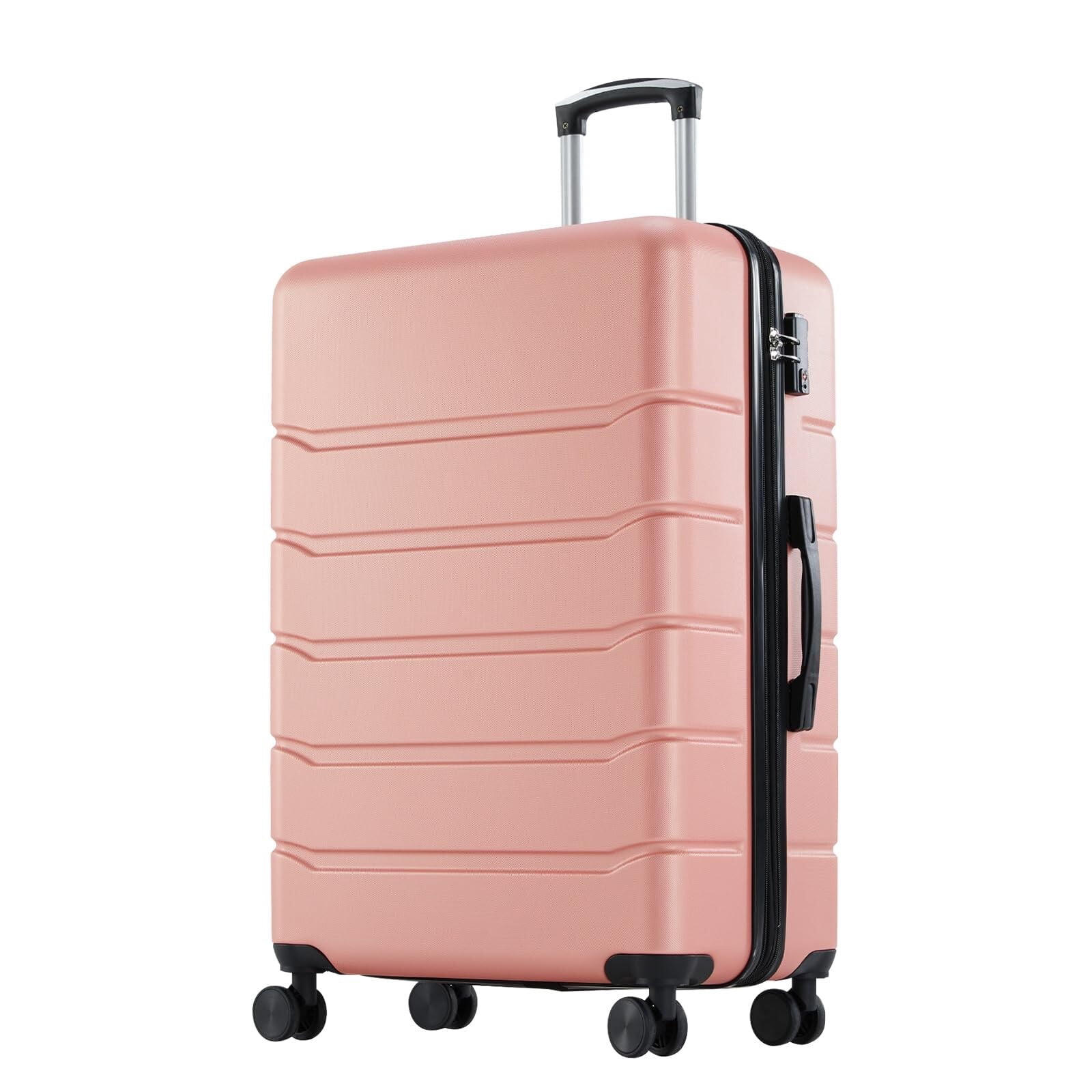 Kelno Medium Checked Luggage with Spinner Wheels ABS Hard Shell Suitcase Expandable Rolling Luggage with TSA Lock, Pink