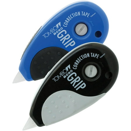 Tombow MONO Grip Top-Action Correction Tape, Black/Blue, 2PK