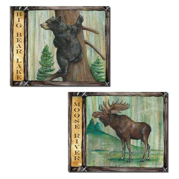 Rustic Moose River and Big Bear Lake; Cabin Lodge Decor
