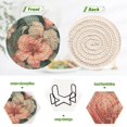 thumbnail image 4 of WOBOGO Exotic Pink Flowers Coil Coasters Set of 6 Minimalist Cotton Woven 3.94 inch Non-Slip Insulated and Absorbent Home Accessories., 4 of 7