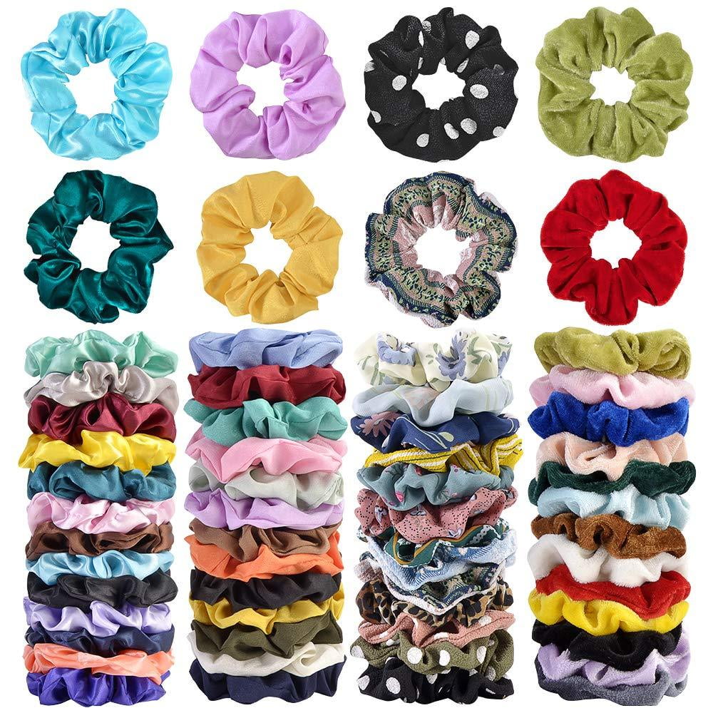 Cehomi 52Pcs Hair Scrunchies Velvet,Chiffon,Satin Elastic Hair Bands Scrunchie Bobbles Soft Hair Ties Ropes Ponytail Holder No hurt, Soft Hair Accessories for Women or Girls Cehomi 52Pcs Hair Scrunchies Velvet,Chiffon,Satin Elastic Hair Bands Scrunchie Bobbles Soft Hair Ties Ropes Ponytail Holder No hurt, Soft Hair Accessories for Women or Girls