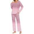 thumbnail image 1 of Pisexur Pyjamas pour Femmes Ensemble, Pyjamas pour Femmes, Pantalon Décontracté Imprimé Dégradé pour Dames Ensemble de Pyjama Rose,P, 1 of 6