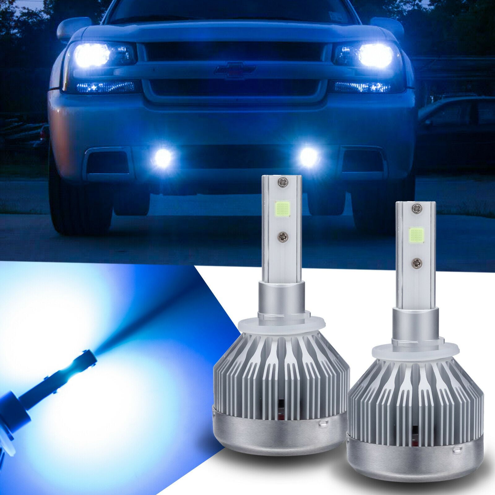 2x Ice Blue LED Daytime DRL Lights Fog Lamps Bulbs For Chevy Corvette Tahoe etc 