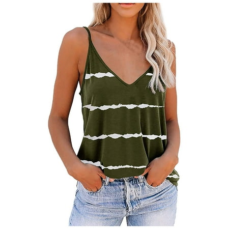 

CYMMPU Women Clothing Women s Summer Shirts V Neck Tank Streetwear Cropped Tank Sexy Bustier Sleeveless Cami Vest Slim Fit Crop Tops Army Green