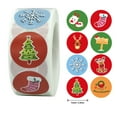 thumbnail image 2 of BNNG 500pcs Vintage Christmas Sticker Rolls, 8 Designs Cartoon Christmas Theme Round Stickers Cute Santa Snowman Elk Self-Adhesive Decorative Decals for Christmas Party Supplies, 2 of 2