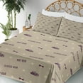 thumbnail image 3 of Ambesonne Vintage Emoji Fitted & Top Sheet Set with Shams, American Truck Car, Pale Sepia Plum, 3 of 5