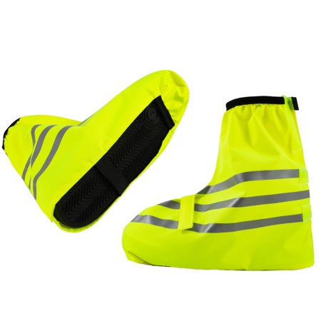Numjaw Waterproof Shoe Covers, Reusable Anti-Slip Bike Gaiter Overshoes, Reflective Shoe Protectors for Men Women, Outdoor Use, Above-Ankle Coverage (Large)