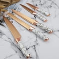 thumbnail image 5 of Champagne Gold Kitchen Knife Set Knives Set with Acrylic Block, 6 Pieces Sharp Knife Set, Stainless Steel Beautiful White Marbling Handle Champagne Gold Blade Knife, 5 of 9