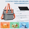 thumbnail image 3 of Lonchera Termica Bolsa Almuerzo Comida Lunch Escolar Oficina Portatil Fiambrera de Hombro con Aislamiento de Gran Capacidad Impermeable Aislamiento Frio Y Calor (Gris), 3 of 4