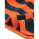 thumbnail image 5 of Camiseta básica de mujer con mangas de codo Inspire Chic, cuello redondo, ajuste slim, casual, estampada, talla XS, color naranja y azul marino, 5 of 6