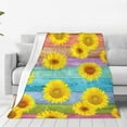 thumbnail image 3 of Ultra-Soft Microfiber Throw Blanket 330 GSM Fuzzy Fleece Blanket for Adults Kids Gift Couch, Sofa, Bed Sunflower Wood 50"x40", 3 of 6
