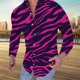 thumbnail image 2 of Camisa multicolor de manga larga delgada informal con estampado 3D de botones de solapa para hombre Pompotops  oipoqjl28255, 2 of 4