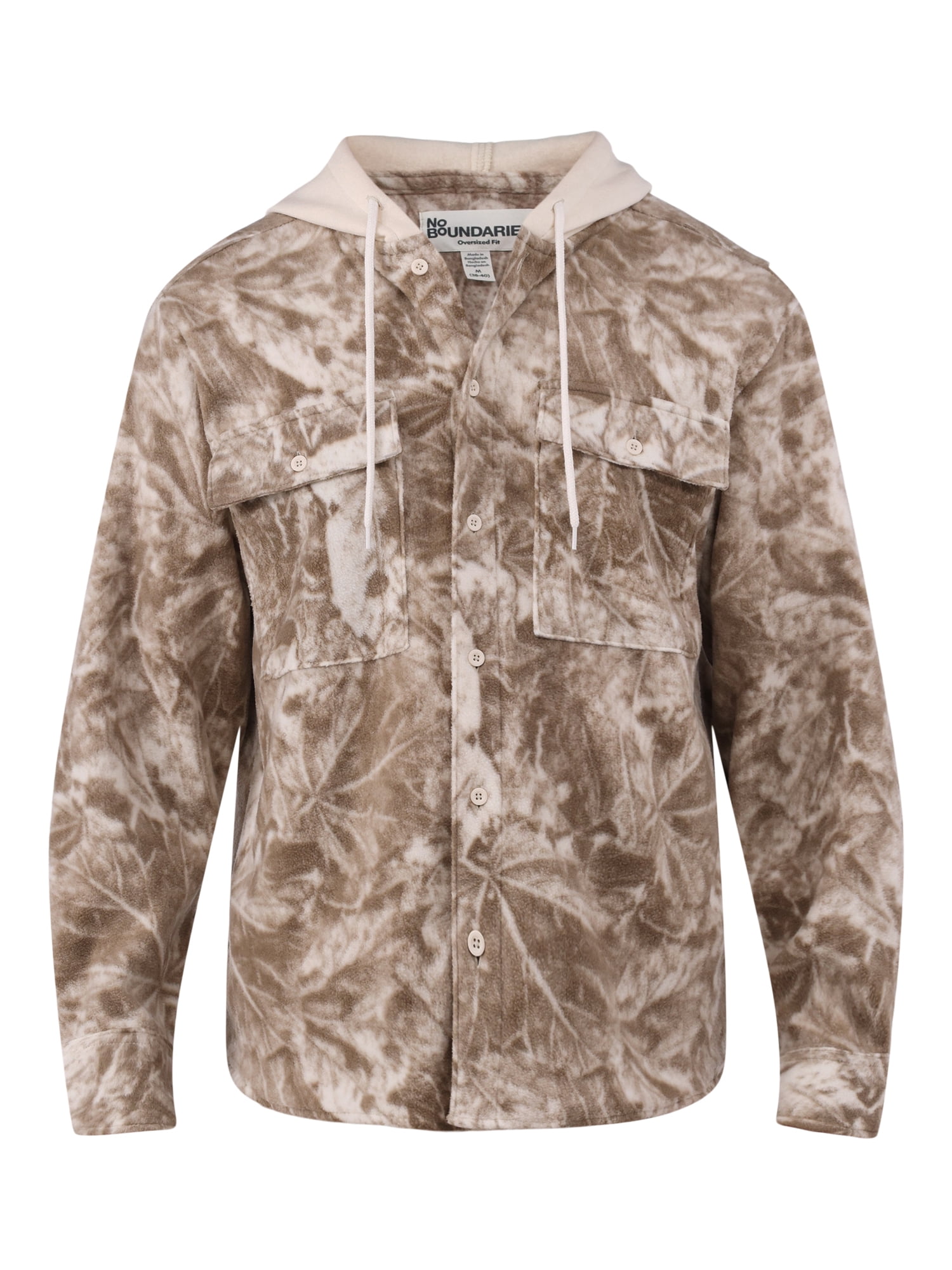 No Boundaries Men's & Big Men's Polar Fleece Hooded Button Up Jacket, Sizes XS-5XL