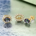 thumbnail image 3 of Gem Stone King 18K Yellow Gold Plated Silver Green Mystic Topaz Stud Earrings with Removable Jackets for Women (1.56 Cttw, Gemstone Birthstone, Oval 6X4MM), 3 of 3