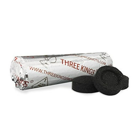 THREE KINGS 40MM CHARCOAL ROLL: SUPPLIES FOR HOOKAHS – 10pc roll of Quick-light shisha coals for hookah pipes. These Easy Lite coal accessories & parts are instant lighting when using a torch (Best Type Of Hookah)