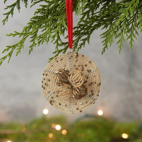 Maasai Beads White Flower Christmas Ornament