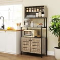 thumbnail image 7 of Demi Bonn 67" Baker's Rack with Power Outlet and Storage Shelves, Microwave Stand with Louvred Door Cabinets for Home, Dining Room, Gray, 7 of 7