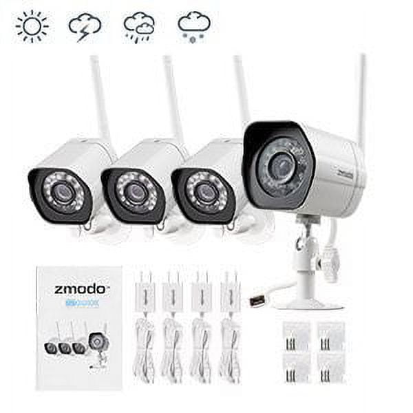 Zmodo Wireless Security Camera System (4 pack) Smart Full HD Outdoor WiFi  IP Cameras with Night Vision 