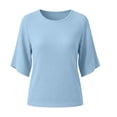 thumbnail image 7 of TGSLY Women's 3/4 Sleeve Ribbed Tops Lightweight Soft Crew Neck Trendy Blouses Loose Fit Dressy Casual Solid Color Fall Shirts L, 7 of 7