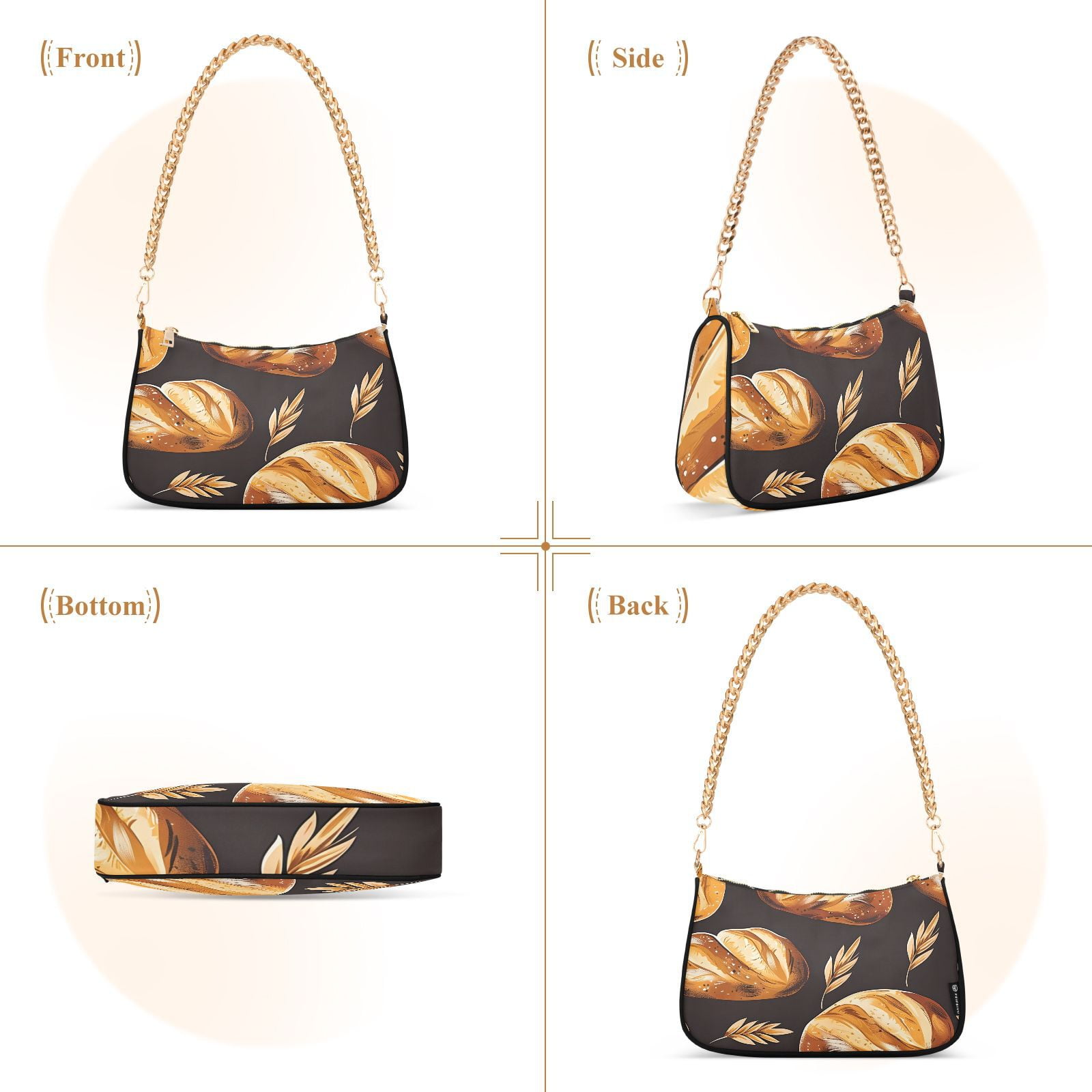 Breads WheatsWomen Small Shoulder Bag Crossbody Tote Hobo Bags Purse Clutch Handbags with Chain Strap for Women