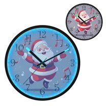 Voice Activated Clock with Glow Light 12 Inch Large Silent Wall Clock Battery Operated for Home Decor Happy Santa Claus