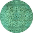 thumbnail image 1 of Ahgly Company Machine Washable Indoor Round Persian Turquoise Blue Traditional Area Rugs, 8' Round, 1 of 4