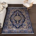 thumbnail image 3 of Navy Oriental Area Rugs for Living Room Washable Rugs Boho Moroccan Area Rug Soft Neutral Geometric Bohemian Carpet Distressed Indoor Rug for Bedroom Dining Room Office Foldable Nonslip Rug, 3 of 9