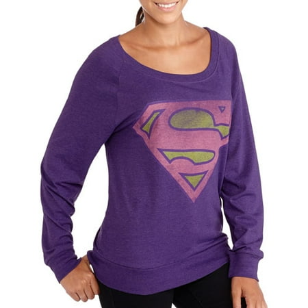 Juniors' Supergirl Long Sleeve Graphic Sweatshirt