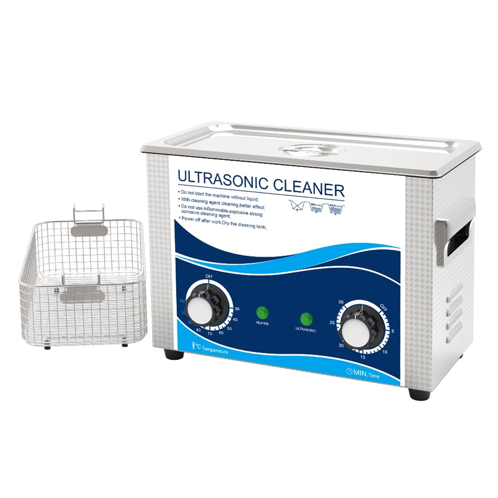 Ultrasonic Cleaner 4.5L 180W Stainless Steel Bath Dial Adjust Heater Timer Cleaning Medical Fuel Injector Nozzle ,Strong Cleaning