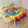 thumbnail image 3 of Rainbow Tie Dye Concentric Circles Rectangle Tablecloth 60"x120",Waterproof Polyester Rectangle Table Cloth, Wipeable Spillproof Polyester Tablecloth for Dining, Camping, Indoor and Outdoor, 3 of 6