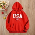 thumbnail image 2 of USA Print Unisex Hoodie Long Sleeve Letter Print Casual Fall Streetwear Sweatshirt Crewneck Pullover Tops, 2 of 4