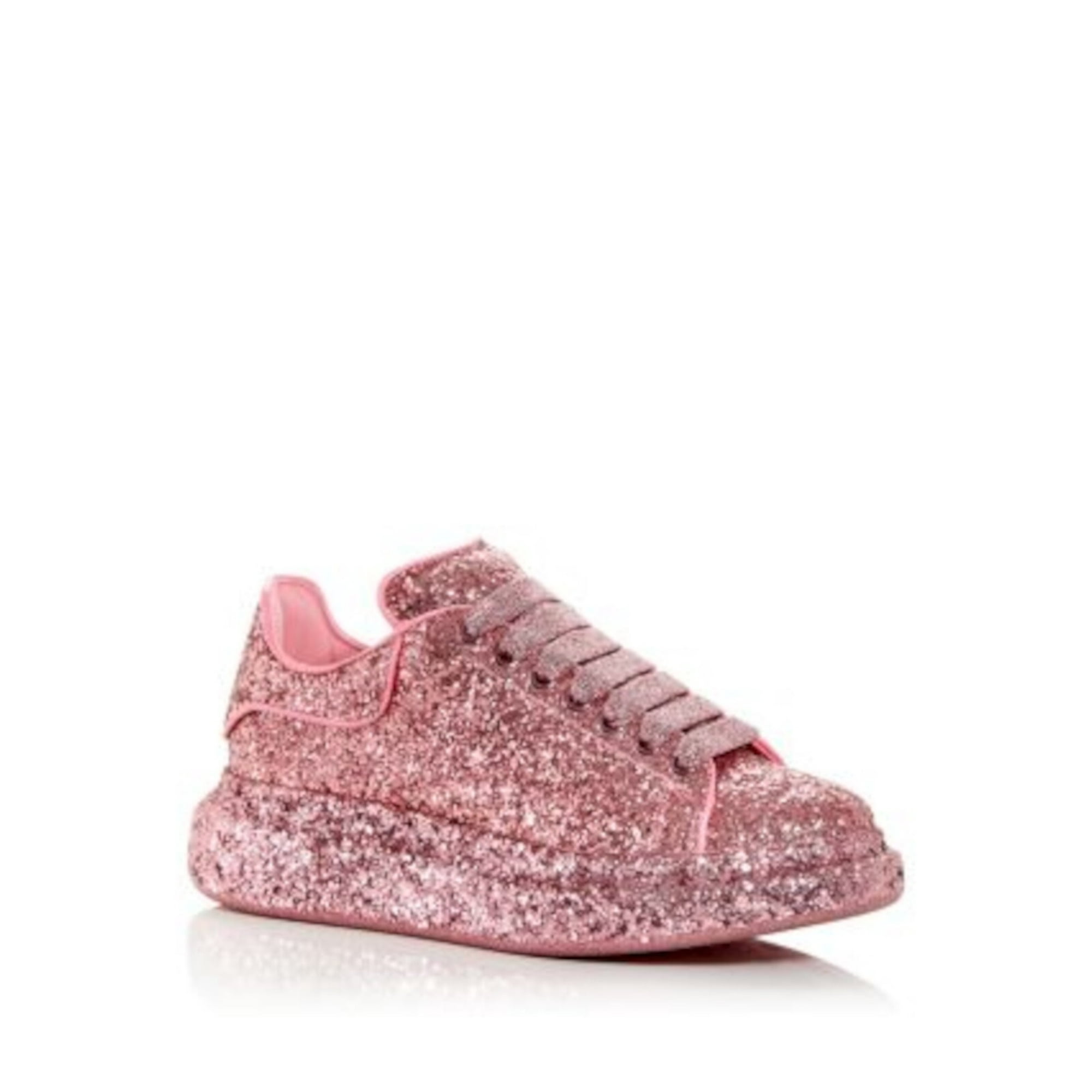 ALEXANDER MCQUEEN Womens Pink Glitter Metallic Laces Leather Trim Padded Glitter Round Toe Platform Lace Up Sneakers Shoes 35.5 Walmart