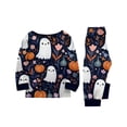 thumbnail image 4 of Halloween Pajamas, Ghost Print Matching Family Pajamas Blue White Ghost Pattern Long Sleeve Two Piece Pj Set Fun Sleepwear Nightwear Loungewear Novelty Animal Photos, 4 of 7
