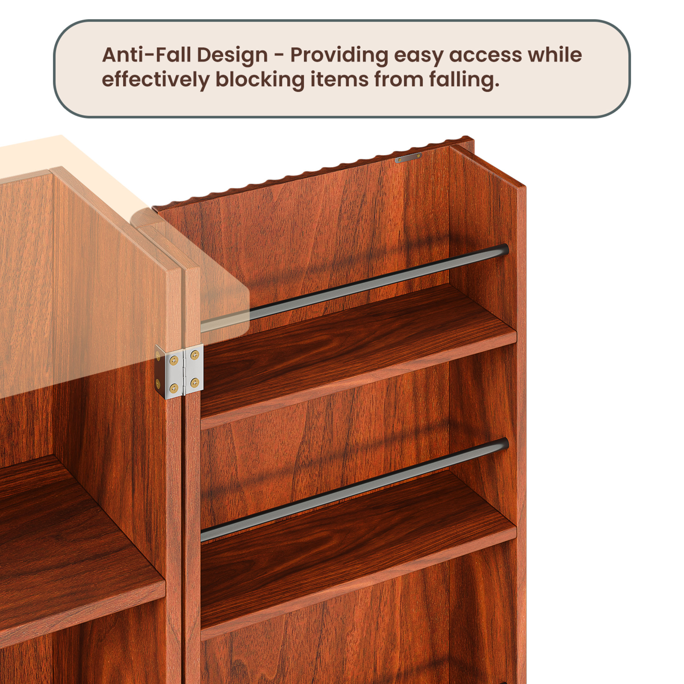Noble House 72" Tall Modern Fluted Wood Kitchen Pantry Cabinet with Shelves & Door Storage, Walnut